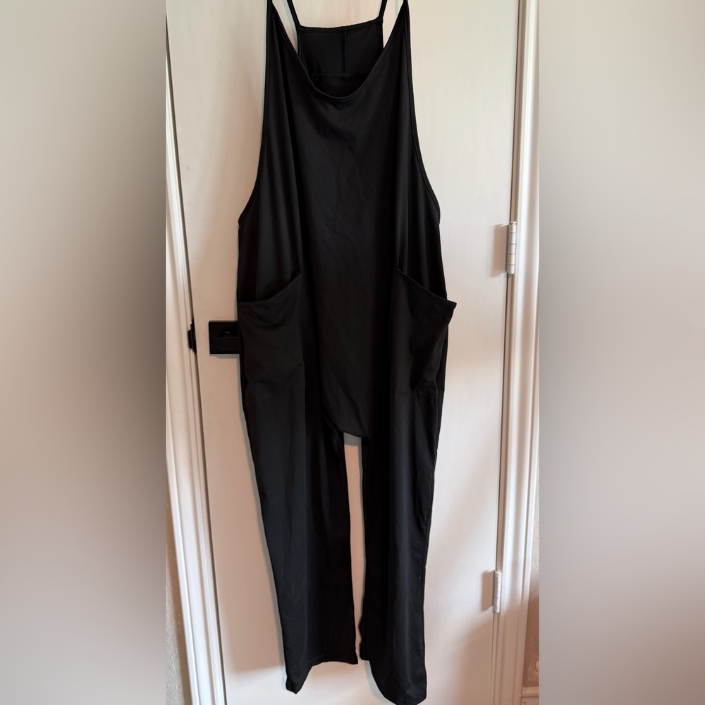 Black Sleeveless Pocket Onesie Jumpsuit sz XL Shabby Chic Comfort overalls